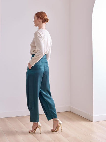 Pantalón de viscosa verde