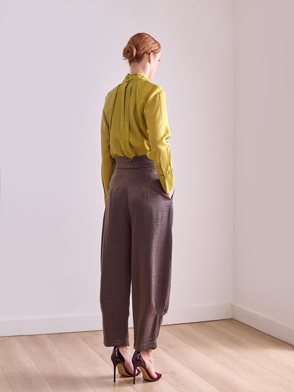 Pantalón de viscosa marrón