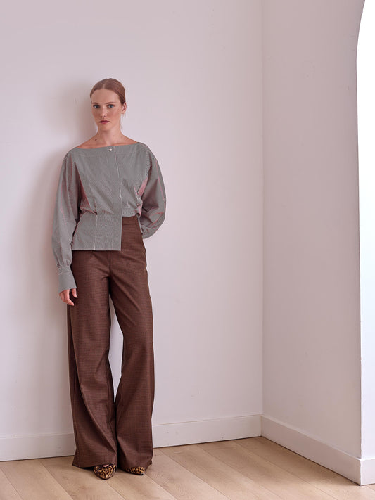 Pantalón ancho de sastrería de cuadros