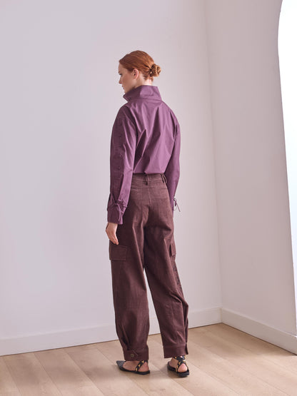Pantalón de pana bordado marrón