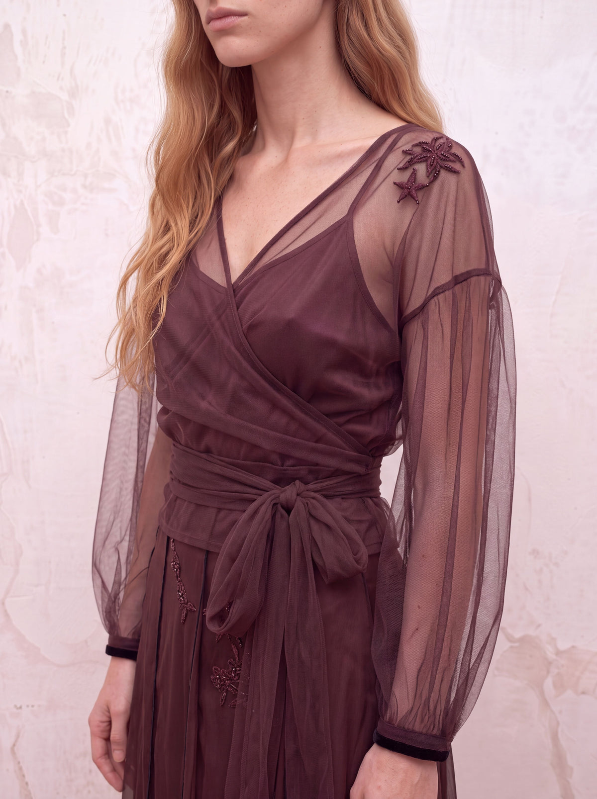 Blusa de tul marrón