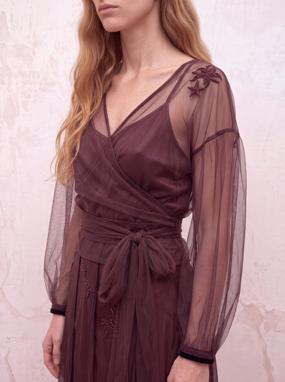 Blusa de tul marrón
